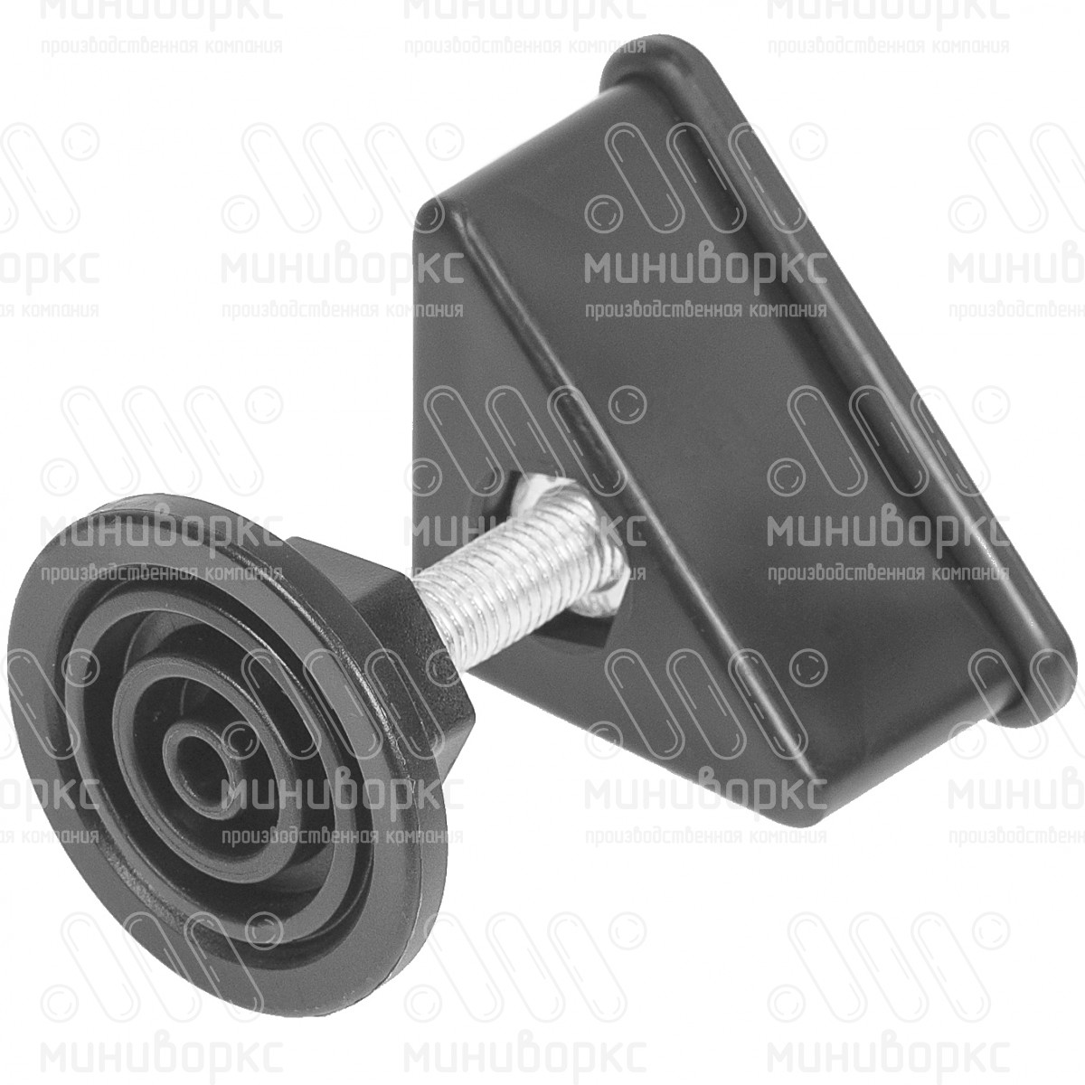 Комплект опоры под уголок 38х38, 40х40 мм и опоры с основанием Ø48 мм, под ключ 24, цвет черный – U40-40M8.D48x40 - 3