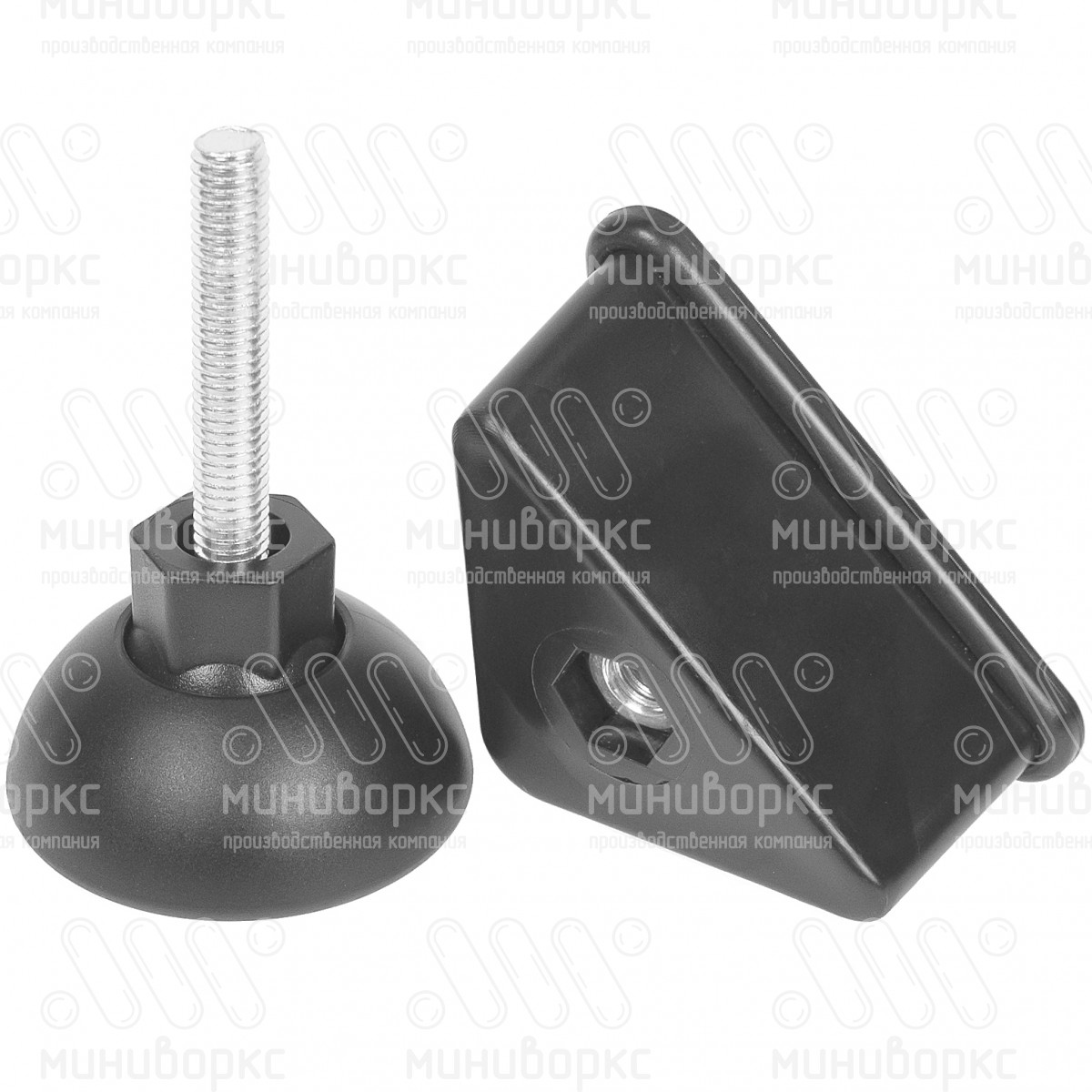 Комплект опоры под уголок 38х38, 40х40 мм и шарнирной опоры с основанием Ø50 мм, под ключ 17, цвет черный – U40-40M10.D50x45 - 8
